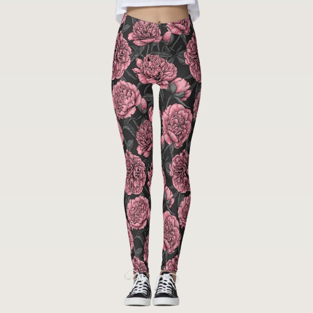 Nachtponygarten in Rosa und Grau Leggings (Vorderseite)