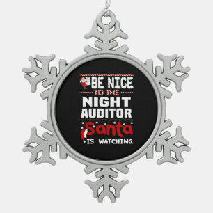 Nachtprüfer Schneeflocken Zinn-Ornament