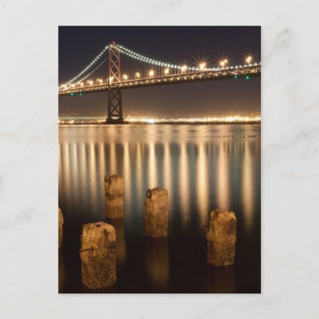 Nachtreflektionen der Oakland Bay Bridge. Postkarte (Vorderseite)
