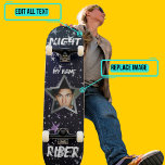 Nachtreiter Skateboard<br><div class="desc">Das ist ein Skateboard, weil es von Ihnen mit unserer Vorlage "Night Rider" entworfen wurde. Ersetzen Sie die Flamme durch Ihr eigenes Gesicht und fügen Sie Ihren Namen und anderen Text hinzu.</div>