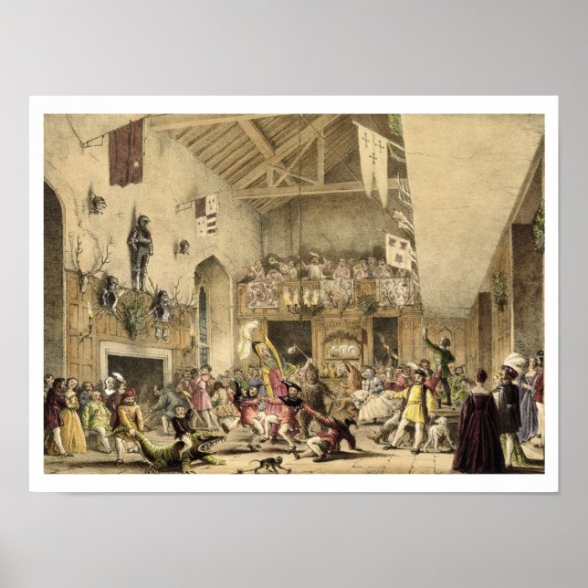 Nachtrevels in der Großen Halle, Haddon Hal Poster (Vorne)