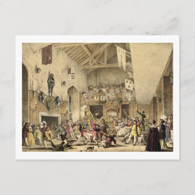 Nachtrevels in der Großen Halle, Haddon Hal Postkarte (Vorderseite)