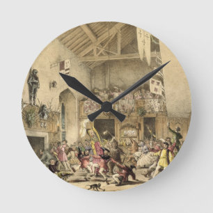 Nachtrevels in der Großen Halle, Haddon Hal Runde Wanduhr