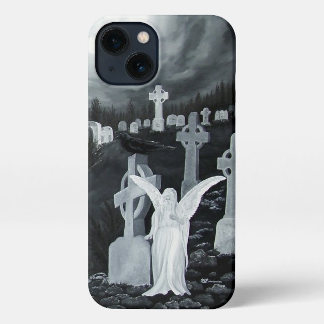 Nachts am Friedhof - Angel iPhone Hülle (Rückseite)