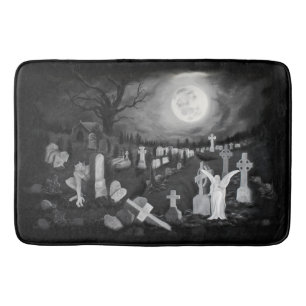 Nachts am Friedhof - Engel mit dem Teufel Badematte