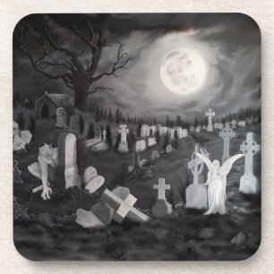 Nachts am Friedhof - Engel mit dem Teufel Getränkeuntersetzer