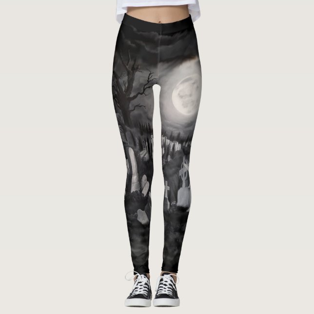 Nachts am Friedhof - Engel mit dem Teufel Leggings (Vorderseite)