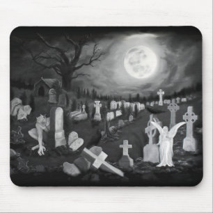 Nachts am Friedhof - Engel mit dem Teufel Mousepad