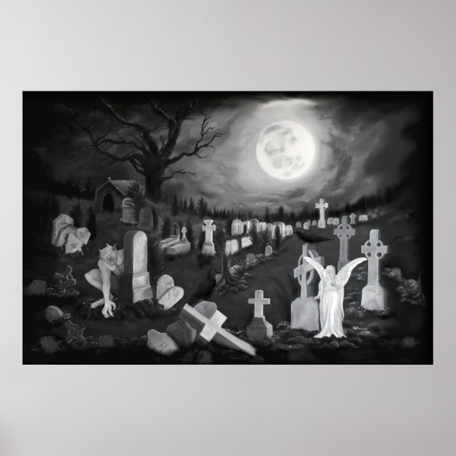 Nachts am Friedhof - Engel mit dem Teufel Poster (Vorne)