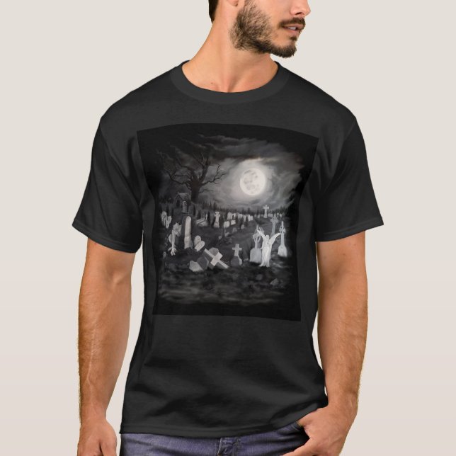 Nachts am Friedhof - Engel mit dem Teufel T-Shirt (Vorderseite)