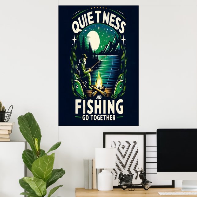 Nachts Fischen Ruhe Poster (Heimbüro)