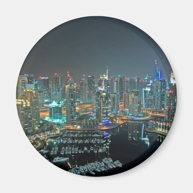 Nachts in Dubai, Vereinigte Arabische Emirate Magnet (Vorne)