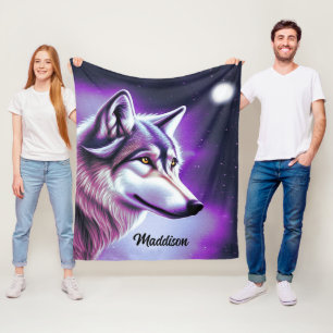 Nachts Mystical Wolf Fleece Blanket