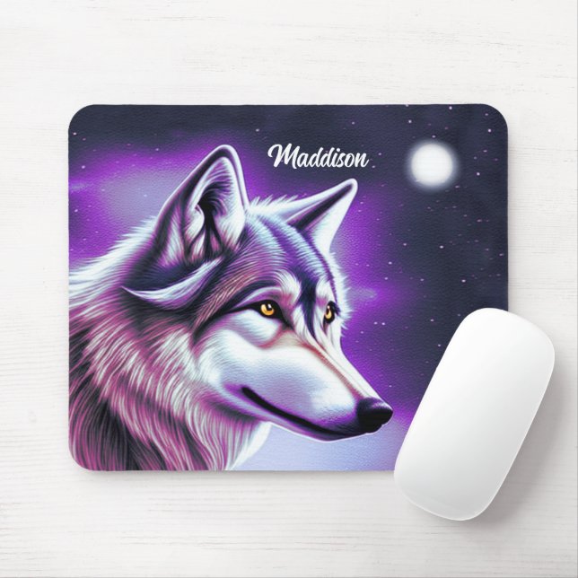 Nachts Mystical Wolf Mouse Pad Mousepad (Mit Mouse)