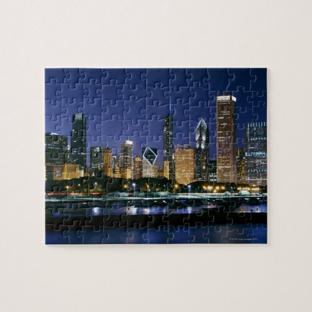 Nachts Skyline von Downtown Chicago (Horizontal)