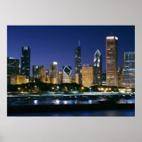 Nachts Skyline von Downtown Chicago