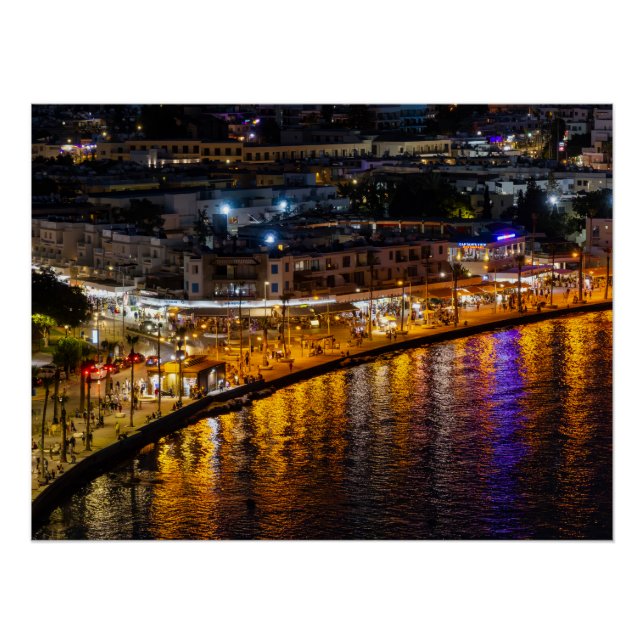 Nachtschwärmer am Strand von Paphos - Aussicht auf Poster (Vorderseite)
