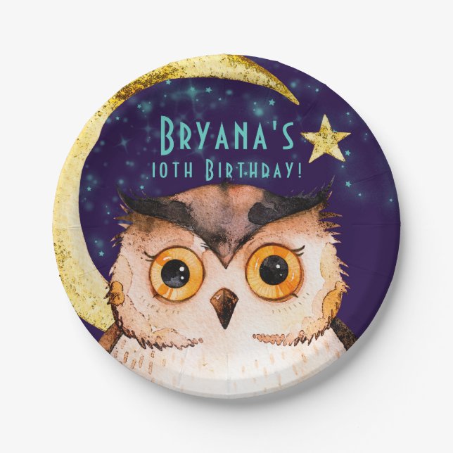 Nachtschwärmer Lila Schlaf-Epoche Slumber Geburtst Pappteller (Vorderseite)