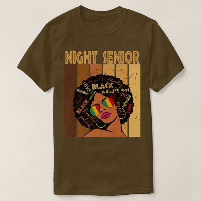 Nachtschwärmerin Afro American Women Black T-Shirt (Design vorne)