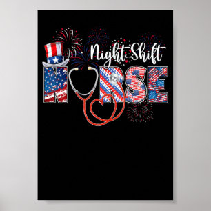 Nachtschwester 4. Juli Liebesherz Stethoskop Poster