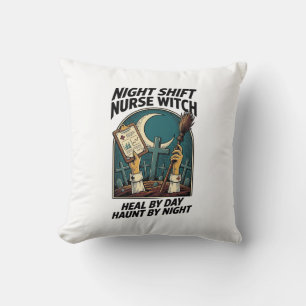 Nachtschwester-Hexe Retro-Halloween-T-Shirt Kissen
