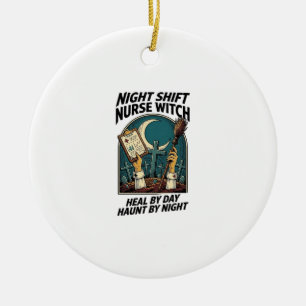 Nachtschwester-Hexen-Retro-Halloween-T-Shirt Keramik Ornament