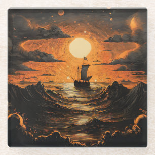 Nachtsegeln Glasuntersetzer