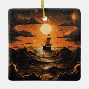 Nachtsegeln Keramikornament