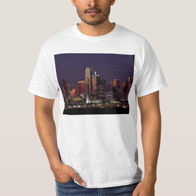 NachtSkyline Dallas, Texas T-Shirt (Vorderseite)