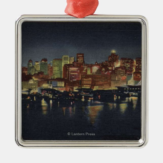 NachtSkyline "der Königin-Stadt von Silbernes Ornament (Vorne)