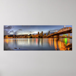 NachtSkyline-Reflexions-Plakat Portlands Oregon Poster