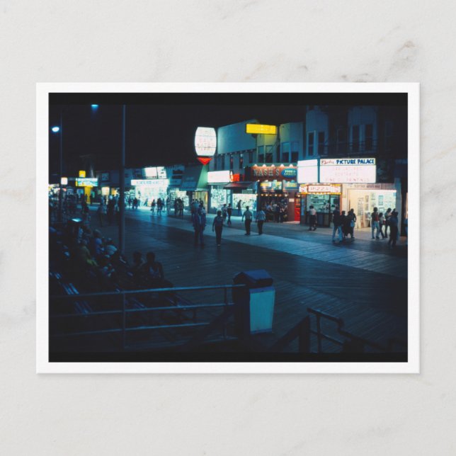Nachtspaziergang, Atlantic City, Vintag Postkarte (Vorderseite)