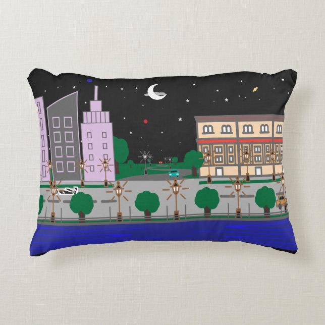Nachtstadt Dekokissen (Vorderseite)