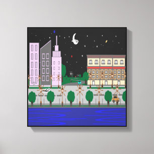 Nachtstadt Leinwanddruck