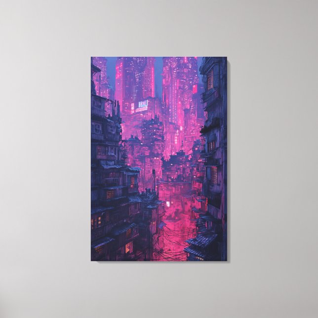 Nachtstadt Leinwanddruck (Vorderseite)