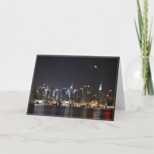 Nachtstadt-Skyline mit Eclipse-Grußkarte Karte