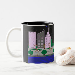 Nachtstadt Zweifarbige Tasse
