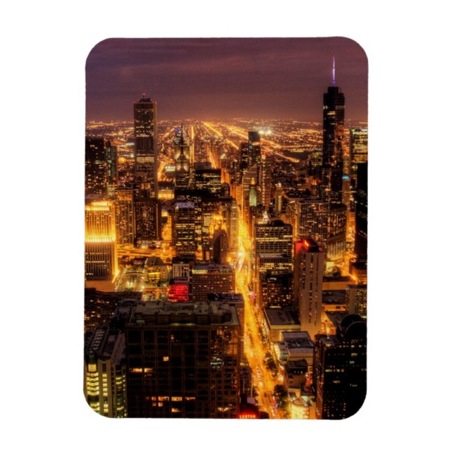 Nachtstadtbild von Chicago Magnet (Vertikal)