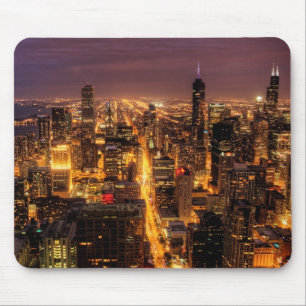 NachtStadtbild von Chicago Mousepad