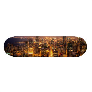 NachtStadtbild von Chicago Skateboard