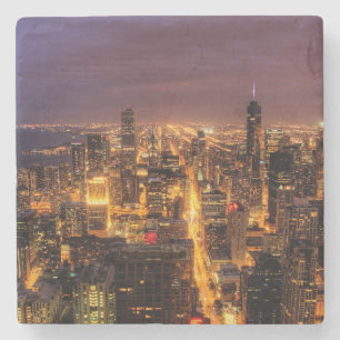 NachtStadtbild von Chicago Steinuntersetzer