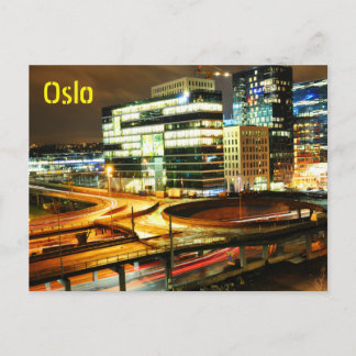 Nachtstädtische Landschaft in Oslo, Norwegen Postkarte