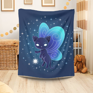 Nachtstern Fee Pixie Katze Fleecedecke