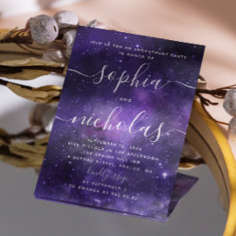 Nachtsterne. Lila Space-Script-Gruppe Einladung