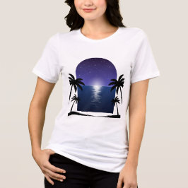 Nachtstrand – mondbeschienene Palmenreflexion T-Sh Tri-Blend Shirt