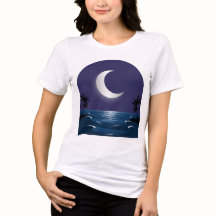 Nachtstrand – Mondbeschienene Silhouette T-Shirt