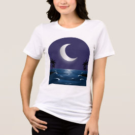 Nachtstrand – Mondbeschienene Silhouette T-Shirt Tri-Blend Shirt
