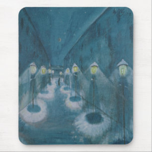 Nachtstraße (Straße bei Nacht) (1922) Walter Grama Mousepad
