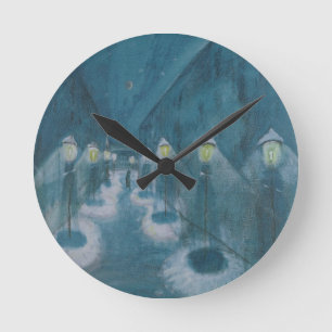 Nachtstraße (Straße bei Nacht) (1922) Walter Grama Runde Wanduhr