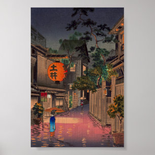 Nachtstraßenregen Poster Druck